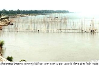 jomuna যমুনার ভাঙ্গন রোধে বাঁশের ছটকা!