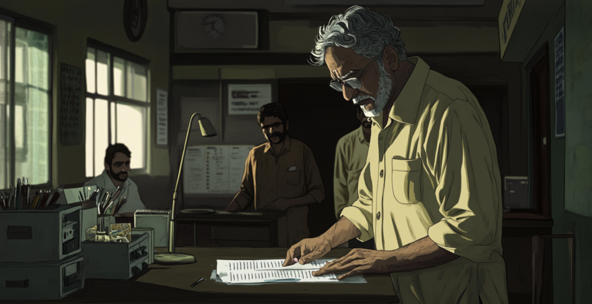 arinorway A quiet dimly lit school office room where a man name 01e23328 fd6d 466e a081 355bdd531a04 সূচাগ্র সম্মান