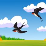 Two cartoon swallows flying over autumn field পালে হাওয়া দেওয়া নয়; প্রয়োজন স্রোতের বিপরীতে দাঁড়ানো