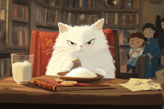 arinorway A cozy indoor scene where a sleek snow white cat sits 1abe5241 326b 4ce8 a08d 01471ebe3e88 পুশি মশাই